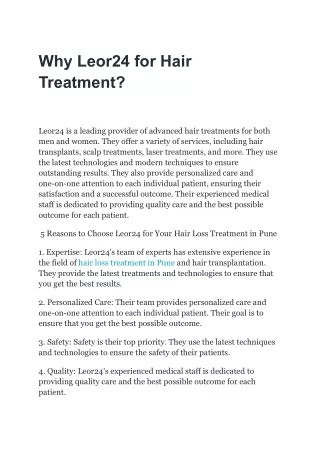 Hair loss treatment in Pune