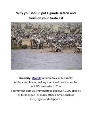 why you should put uganda safaris and tours