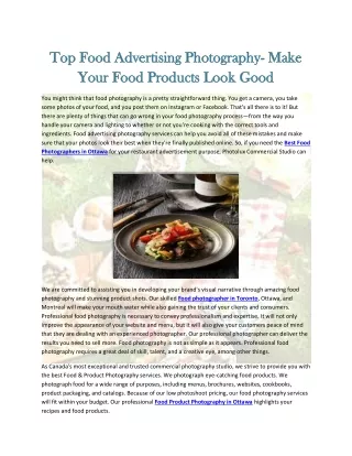Top Food Advertising Photography- Make Your Food Products Look Good