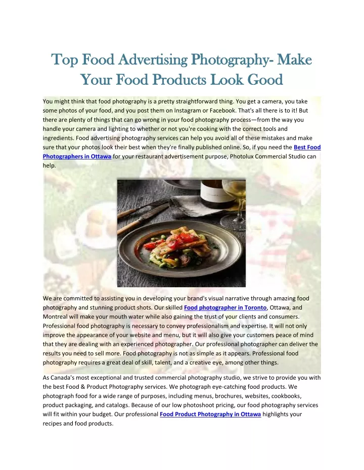 top food advertising photography top food