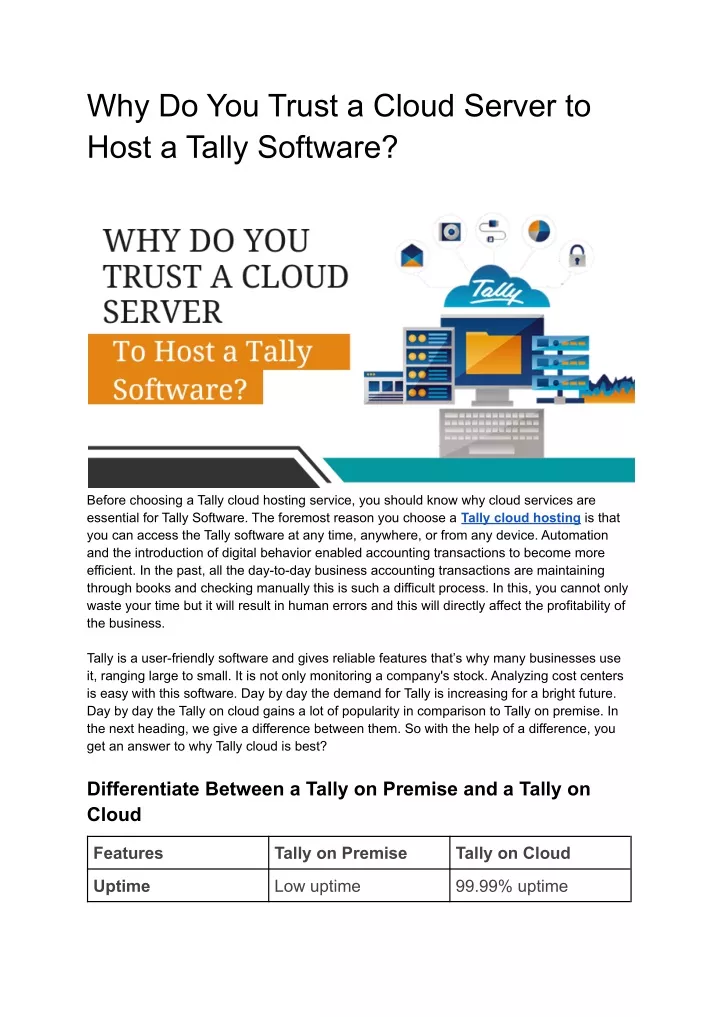 why do you trust a cloud server to host a tally