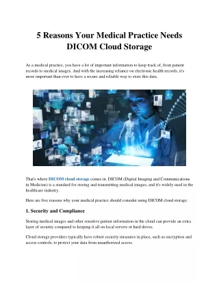 5 Reasons Your Medical Practice Needs DICOM Cloud Storage