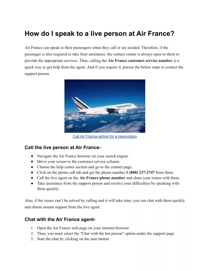 how do i speak to a live person at air france