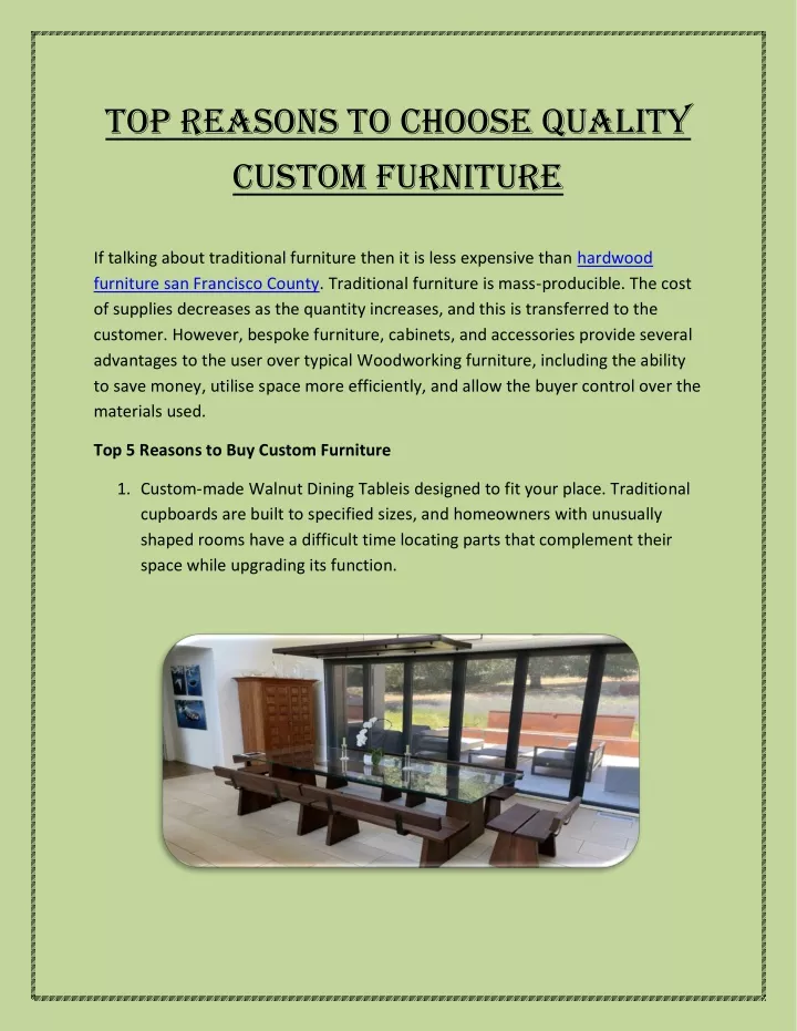 top reasons to choose quality custom furniture