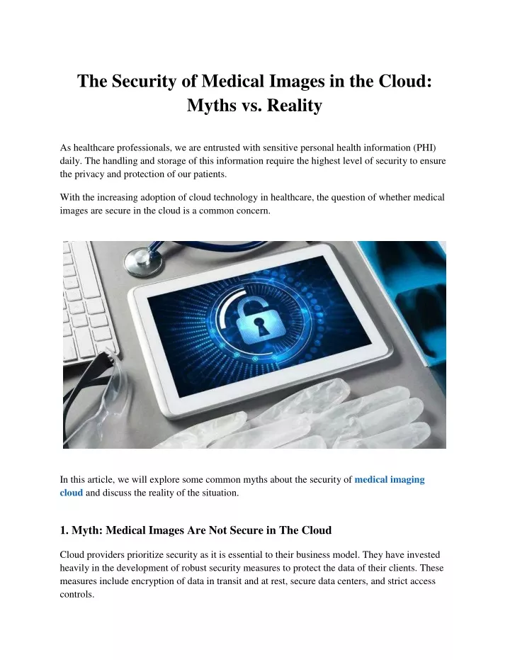 the security of medical images in the cloud myths