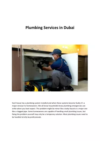 Plumbing Services in Dubai
