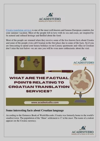 croatia translation services is one of the most