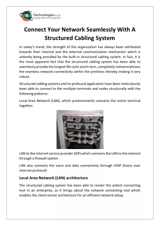 connect your network seamlessly with a structured