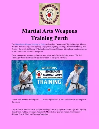 Martial Arts Weapons Training in Perth