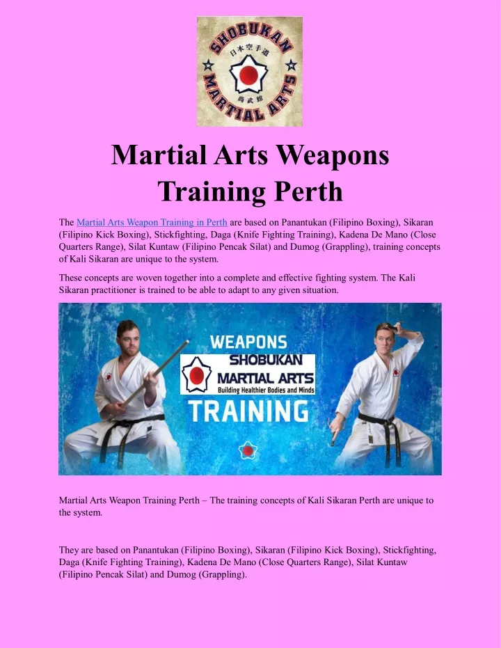 martial arts weapons training perth
