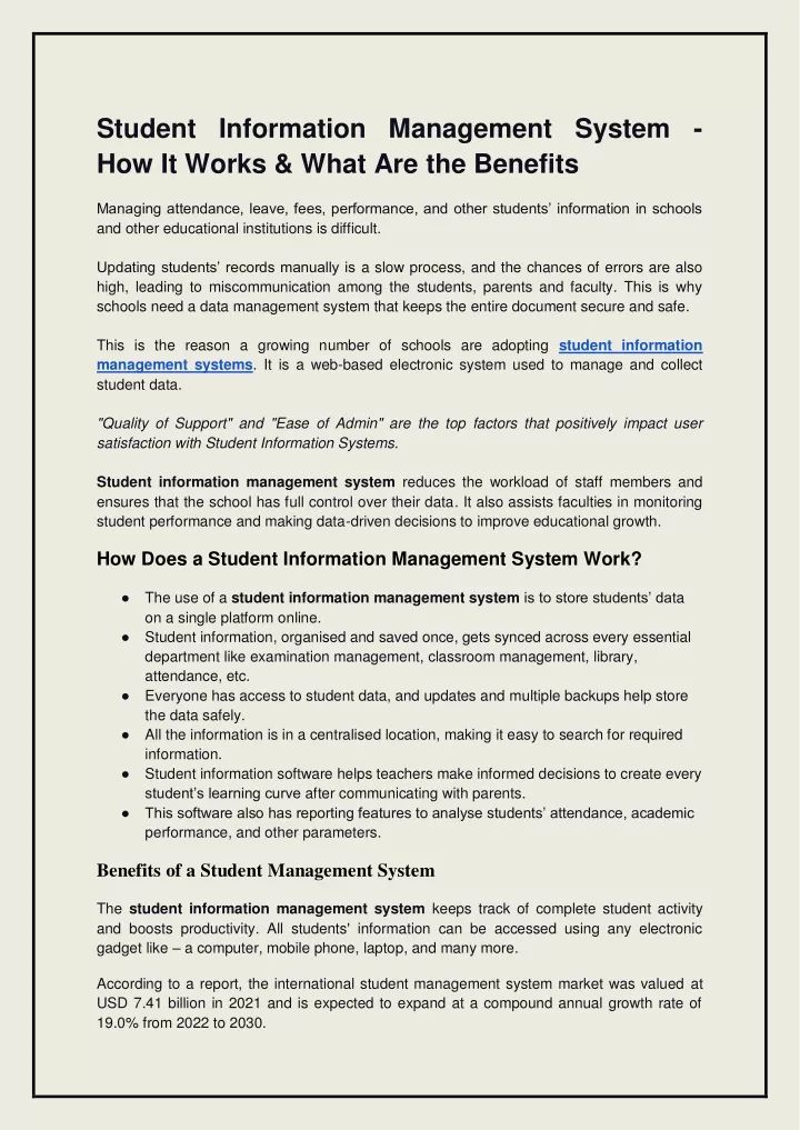 student information management system