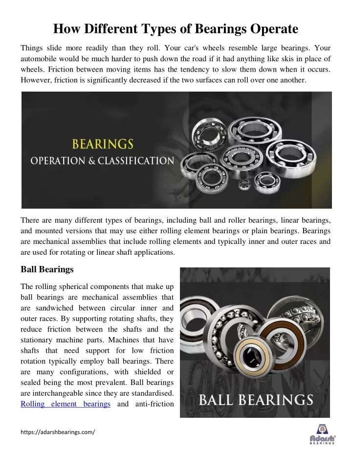 how different types of bearings operate