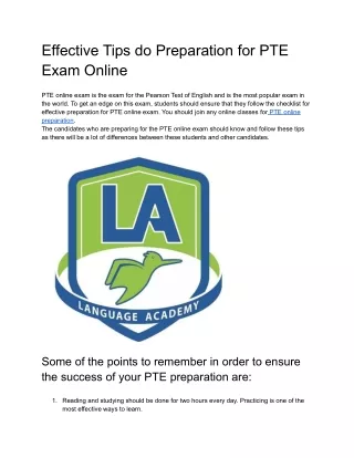 Effective Tips do Preparation for PTE Exam Online