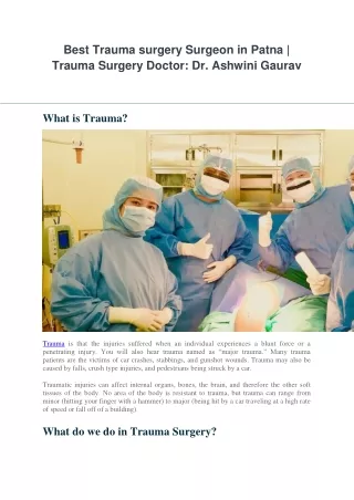 Best Trauma surgery Surgeon in Patna