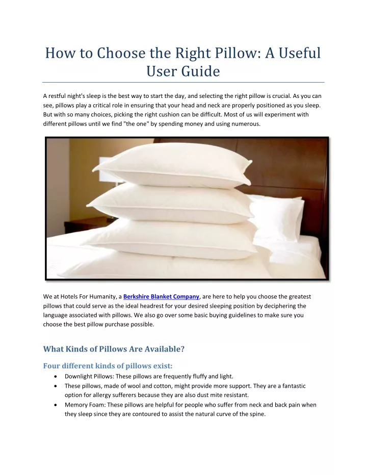 how to choose the right pillow a useful user guide