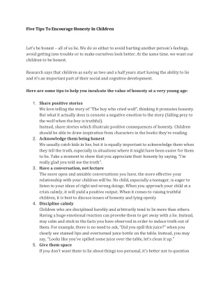 five tips to encourage honesty in children