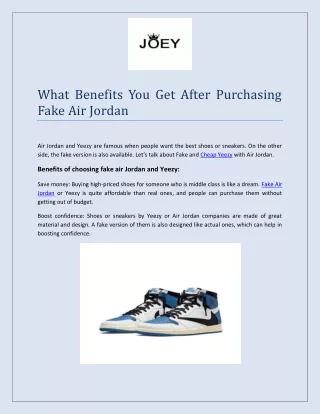 What Benefits You Get After Purchasing Fake Air Jordan