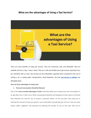 What are the advantages of Using a Taxi Service_