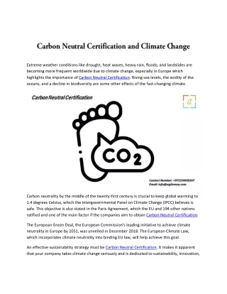Carbon Neutral Certification and Climate Change