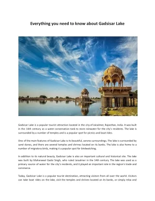 Everything you need to know about Gadsisar Lake