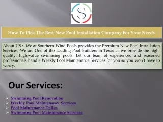 Weekly Pool Maintenance Services