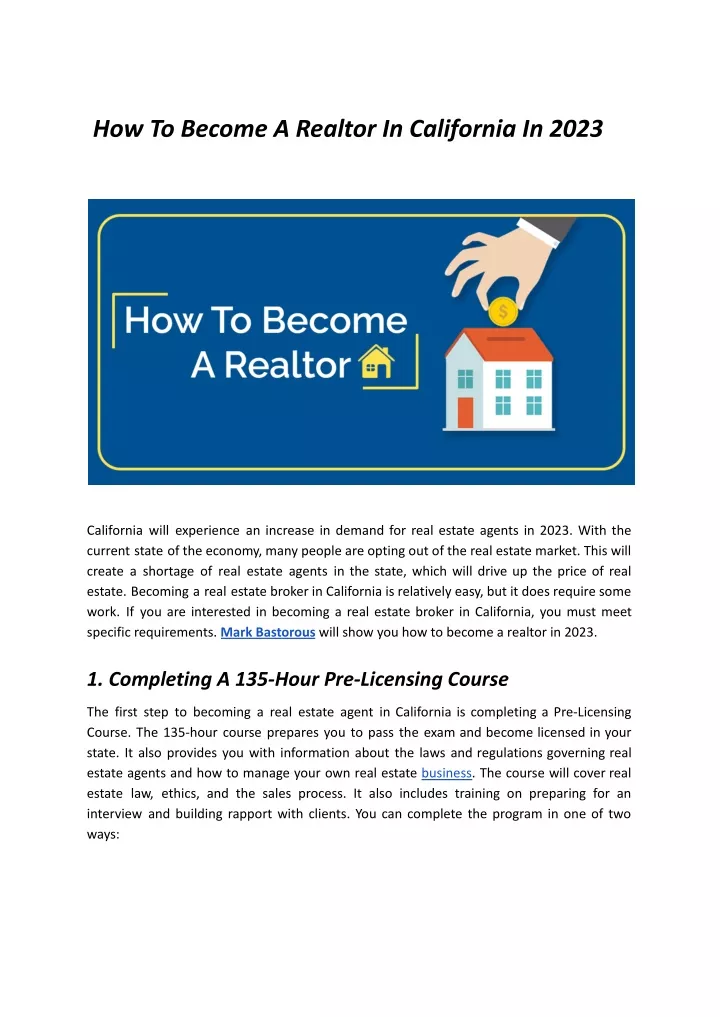 how to become a realtor in california in 2023