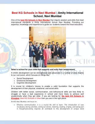 Best KG Schools in Navi Mumbai  Amity International School, Navi Mumbai