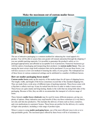 make the maximum out of custom mailer boxes