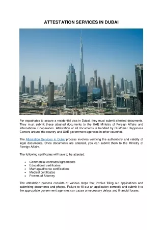 ATTESTATION SERVICES IN DUBAI