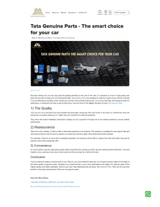 Tata Genuine Parts The smart choice for your car