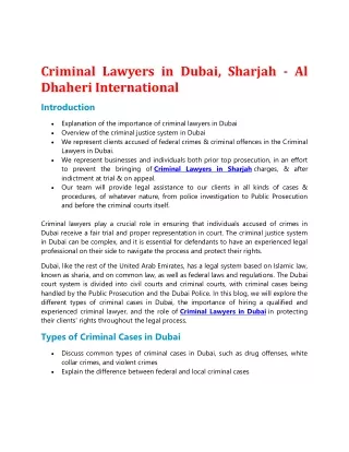 Criminal Lawyers in Dubai, Sharjah - Al Dhaheri International