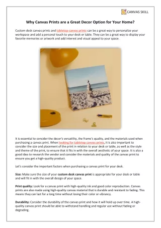 Why Canvas Prints are a Great Decor Option for Your Home