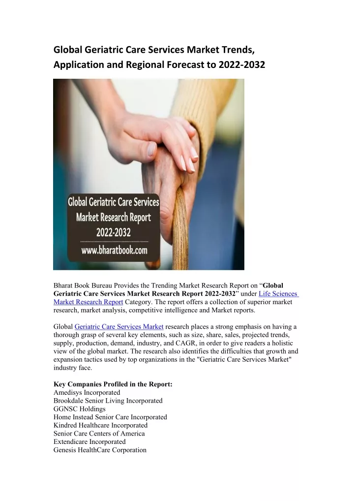 global geriatric care services market trends