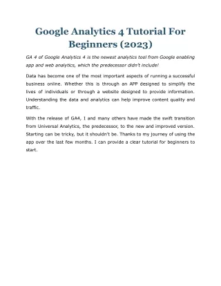 google analytics 4 tutorial for beginners 2023