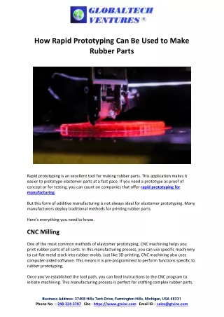 How Rapid Prototyping Can Be Used to Make Rubber Parts