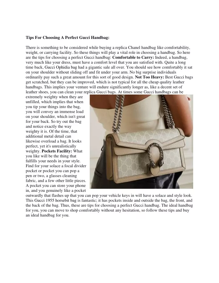 tips for choosing a perfect gucci handbag