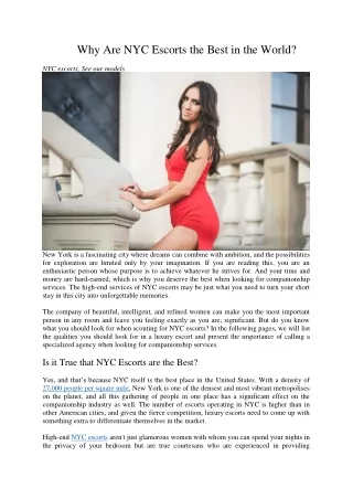 why are nyc escorts the best in the world