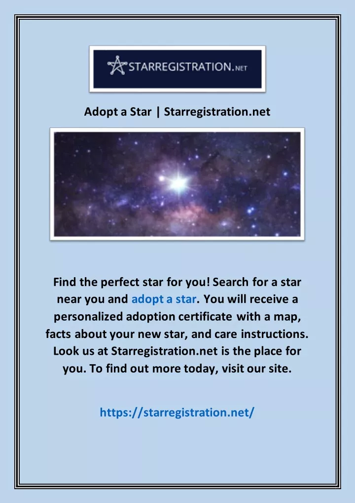 adopt a star starregistration net
