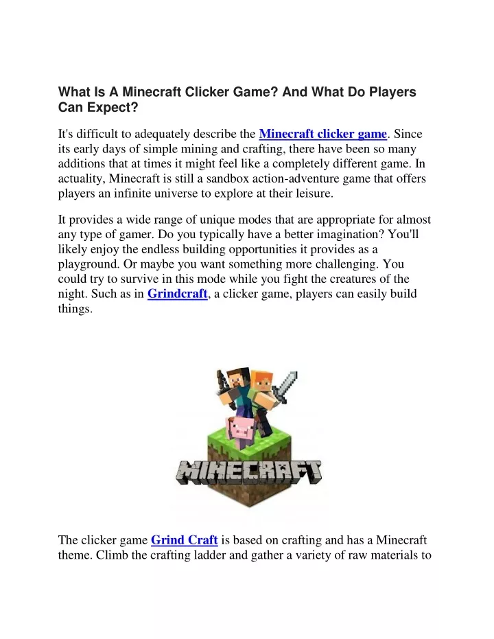 what is a minecraft clicker game and what
