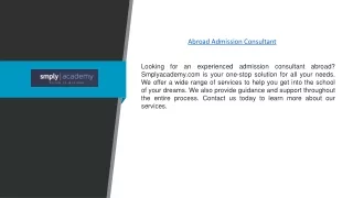 Abroad Admission Consultant | Smplyacademy.com