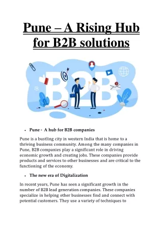 Pune – A Rising Hub for B2B solutions