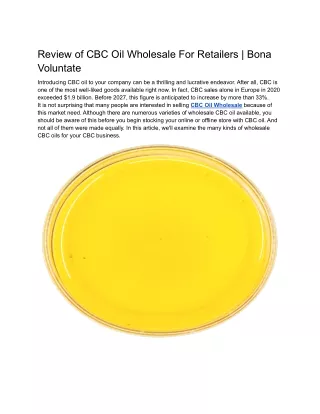 Review of CBC Oil Wholesale For Retailers _ Bona Voluntate