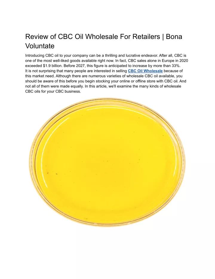 review of cbc oil wholesale for retailers bona