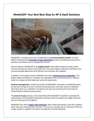 NimbleS2P- Your next best stop for AP & SaaS Solutions