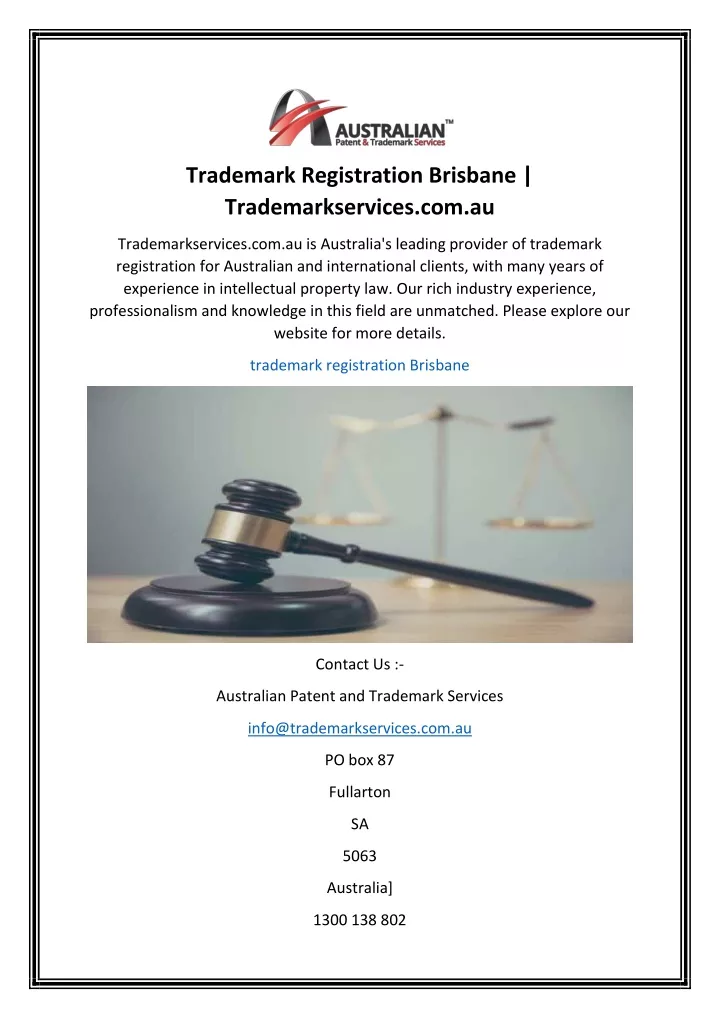 trademark registration brisbane trademarkservices