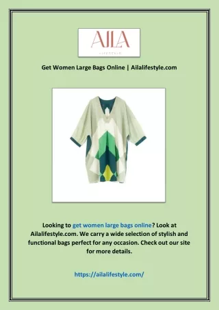 Get Women Large Bags Online | Ailalifestyle.com