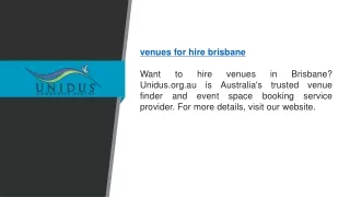 Venues for Hire Brisbane   Unidus.org.au