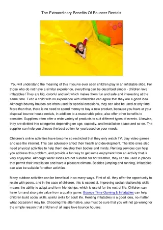 the extraordinary benefits of bouncer rentals
