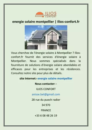 energie solaire montpellier | Ilios-confort.fr