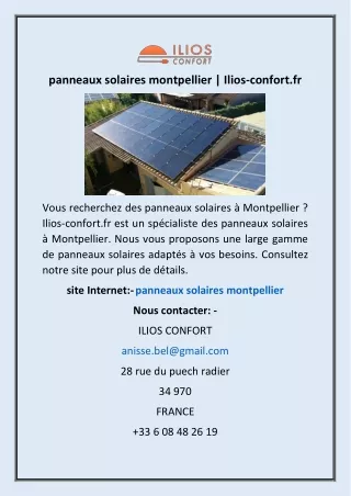 panneaux solaires montpellier | Ilios-confort.fr